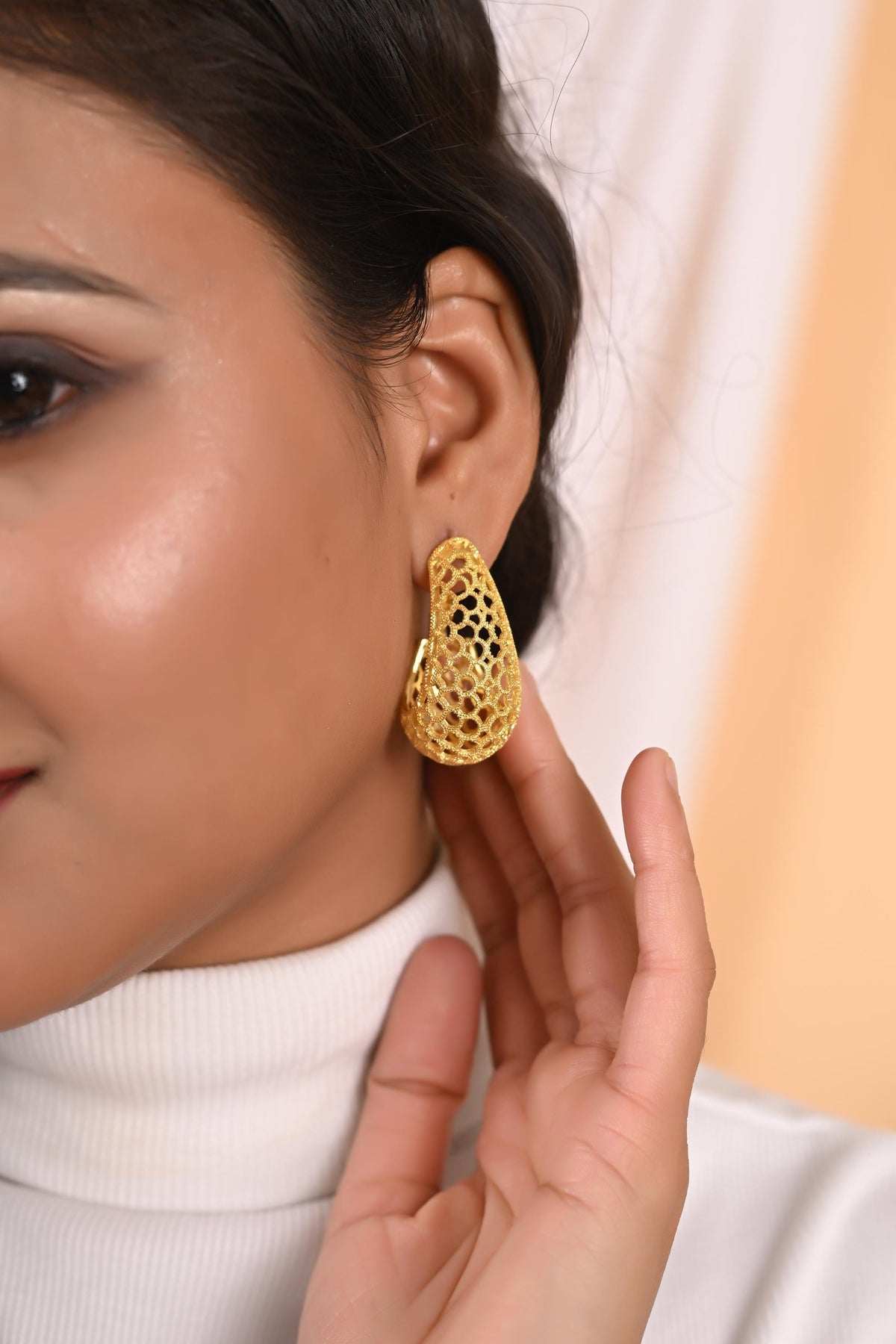Gold Plated Hoop Earrings: Brass Statement Jewelry
