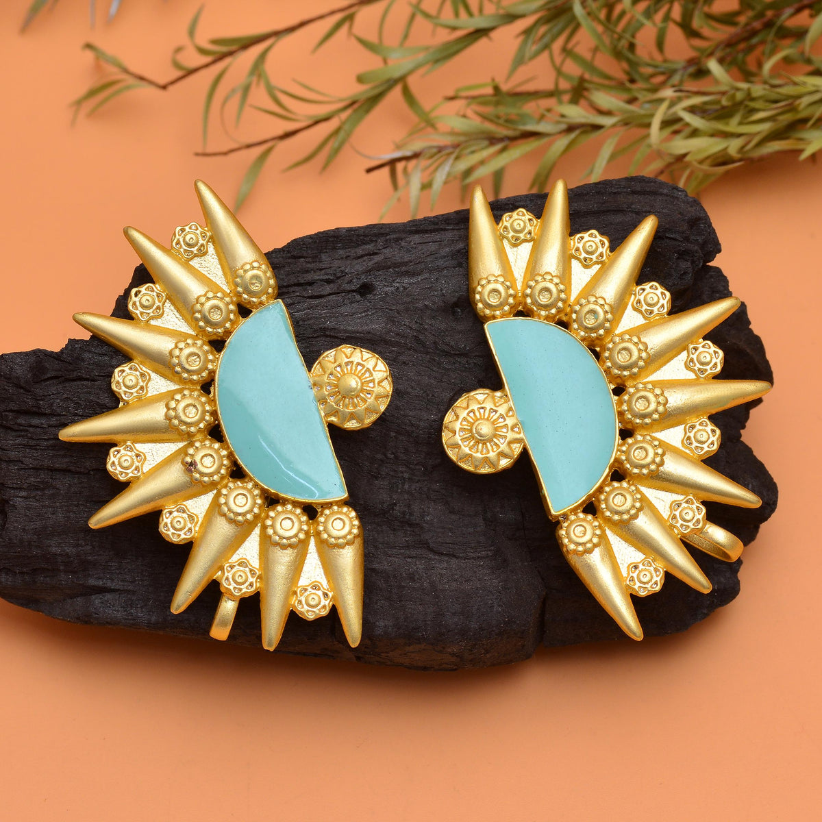 Handcrafted Enamelled Gold-Plated Ear cuffs for Women and Girls