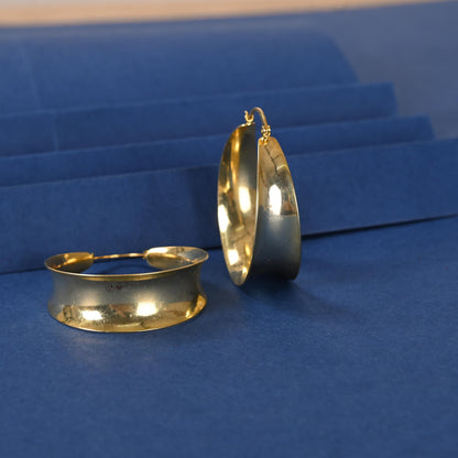 Gold Plated Brass Hoop Earrings: Asymmetrical Statement Jewelry
