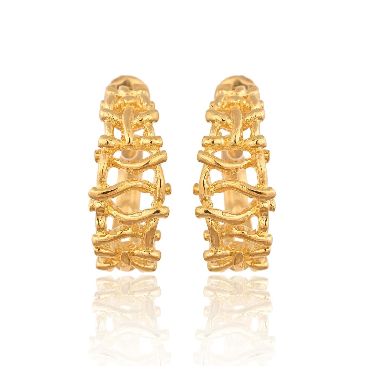 Gold Plated Asymmetrical Hoop Earrings for Women and Girls