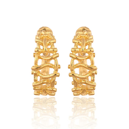 Gold Plated Asymmetrical Hoop Earrings for Women and Girls