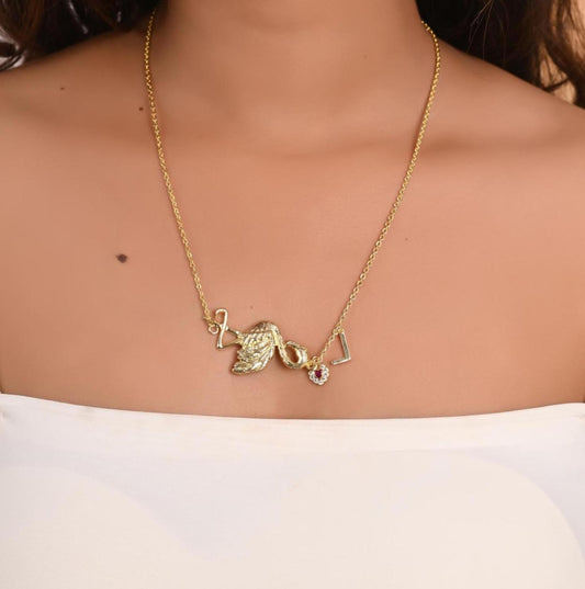Custom Initial Necklace: Gold Bubble Letter Necklace