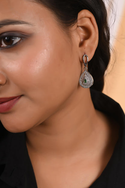 Gold, Silver Drop Earrings for Women, Zircon Studded Jewellery