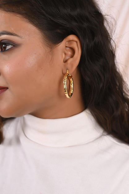 Gold Plated Brass Roung Hoop Earrings Statement Jewelry for women