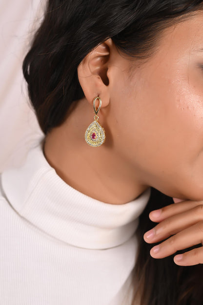 Gold, Silver Drop Earrings for Women, Zircon Studded Jewellery