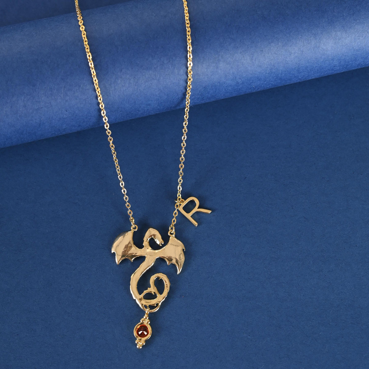 Custom Birthstone Initial Necklace: Personalized Gold Plated Brass Jewelry