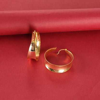 Gold Plated Brass Hoop Earrings: Asymmetrical Statement Jewelry