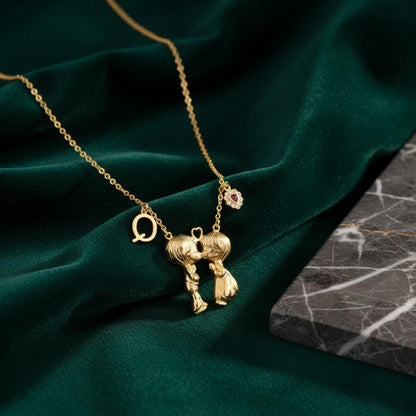 Custom Initial Necklace: Gold Bubble Letter Necklace