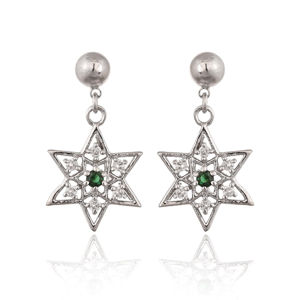 Gold Star Hoop Earrings with Zircon