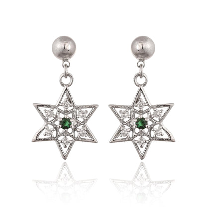 Gold Star Hoop Earrings with Zircon