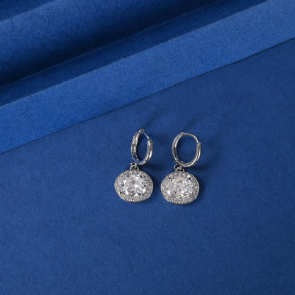 Gold & Silver Plated Oval Hoop Earrings: Brass Dangle Zircon