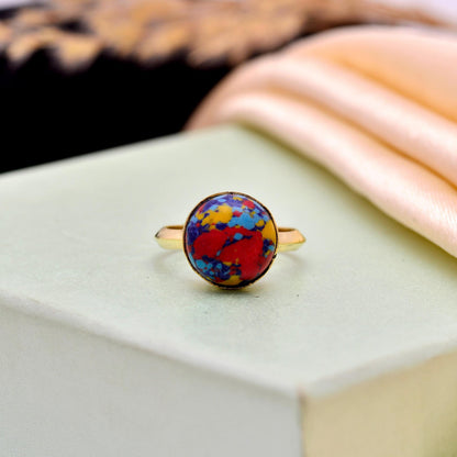 Handmade Colorful Stone Ring, Boho Statement Jewelry