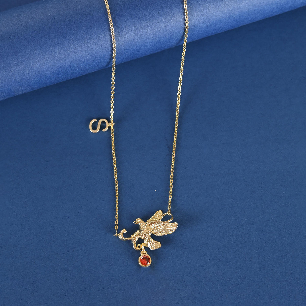 Custom Birthstone Initial Necklace: Personalized Gold Plated Brass Jewelry