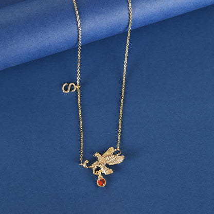 Custom Birthstone Initial Necklace: Personalized Gold Plated Brass Jewelry