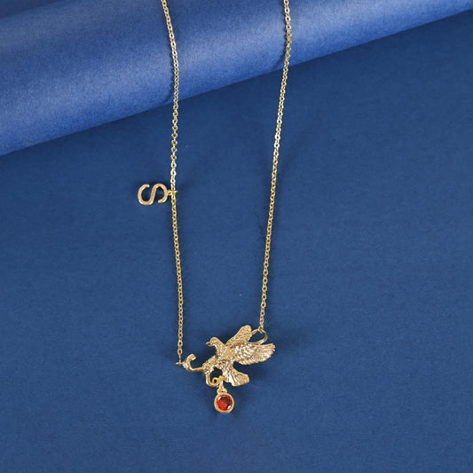 Custom Birthstone Initial Necklace: Personalized Gold Plated Brass Jewelry