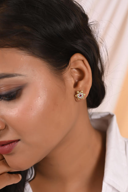 Zircon Stud Earrings: Hypoallergenic Silver, Gold Plated