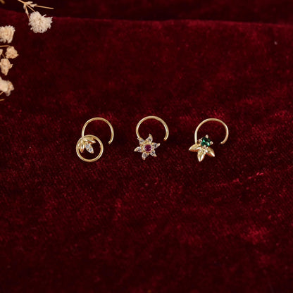 Gold Plated Nose Pin Set for Women / Zircon Studded Nose stud / American Diamond Jewellery