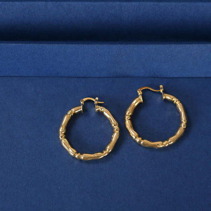 Gold Plated Brass Roung Hoop Earrings Statement Jewelry for women