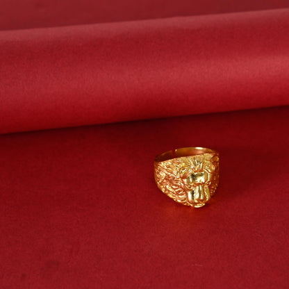 Adjustable Lion Shaped Gold-Plated Statement Ring for Women & Girls