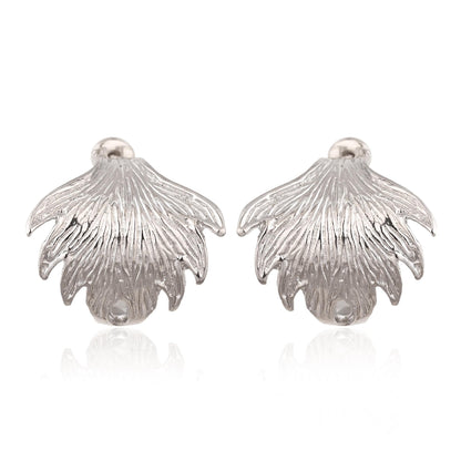 Gold Plated Leafy Silver Hoop Earrings: Brass Statement Jewelry
