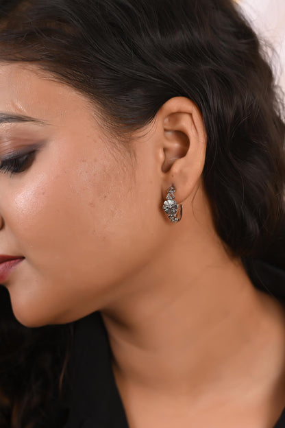Gold Plated Floral Hoop Earrings: Brass Statement Jewelry