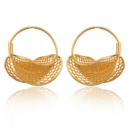 Gold Plated Brass Hoop Earrings Statement Jewelry for women