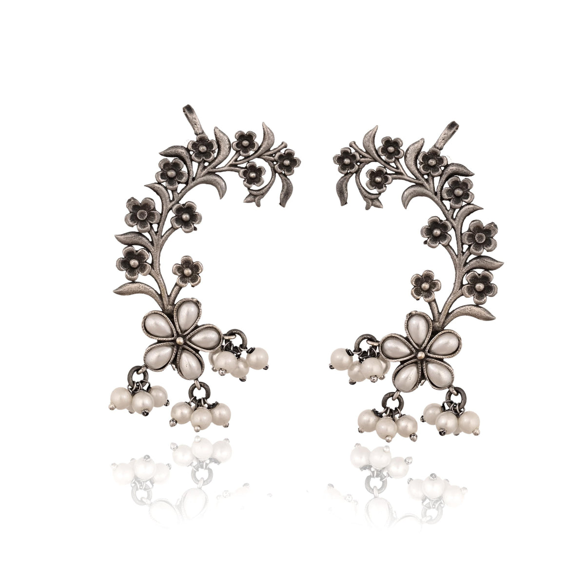 Handmade cuff Earrings for Women, Silver Plated Ear Cuffs for Girls