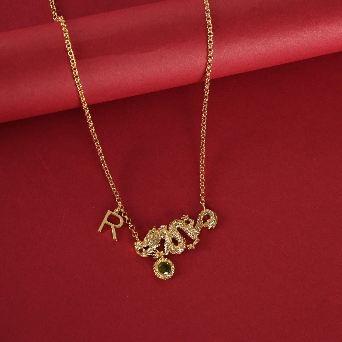 Custom Birthstone Initial Necklace: Personalized Gold Plated Brass Jewelry