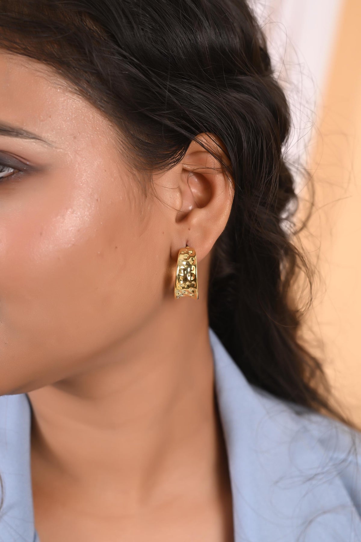 Gold Plated Silver Hoop Earrings: Brass Statement Jewelry
