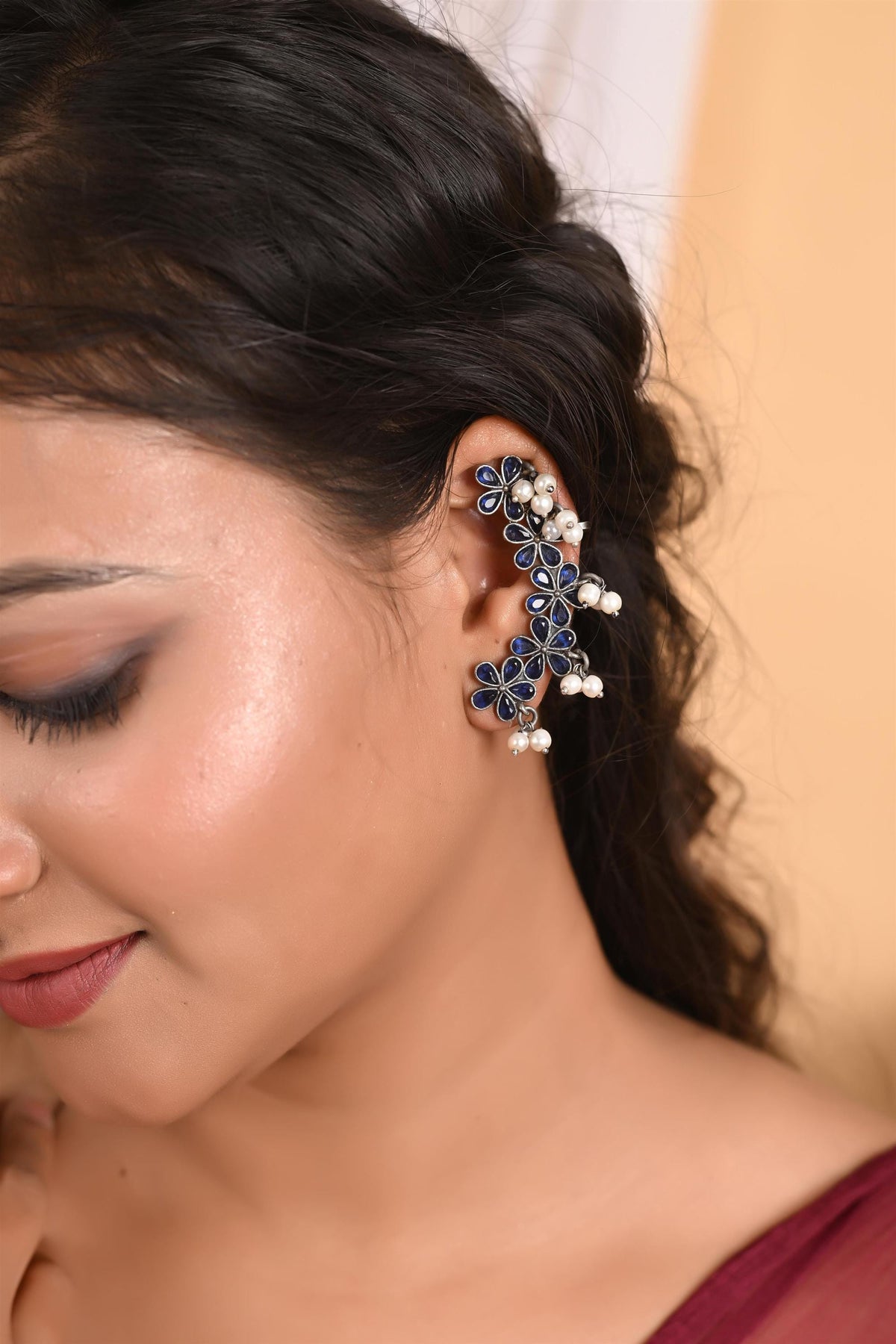Handmade cuff Earrings for Women, Silver Plated Ear Cuffs for Girls