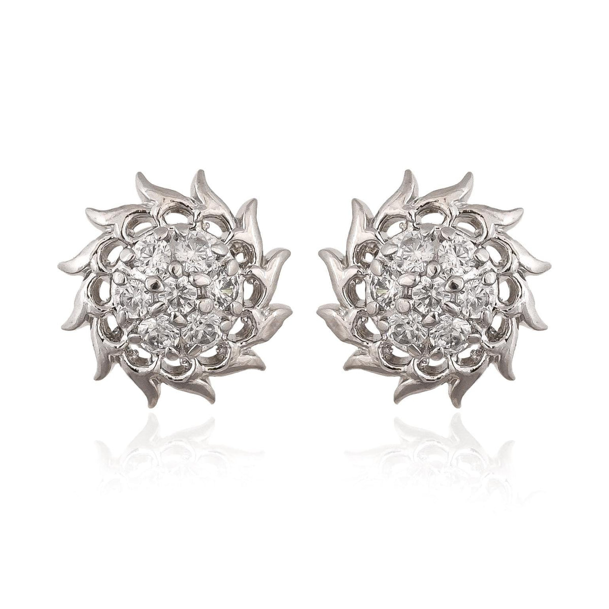 Handmade Silver Studs for Women, Zircon Studded Earrings