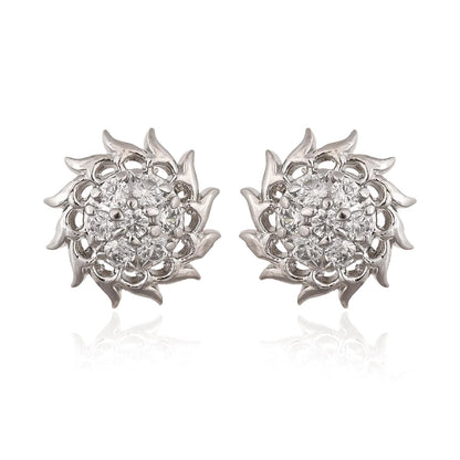 Handmade Silver Studs for Women, Zircon Studded Earrings
