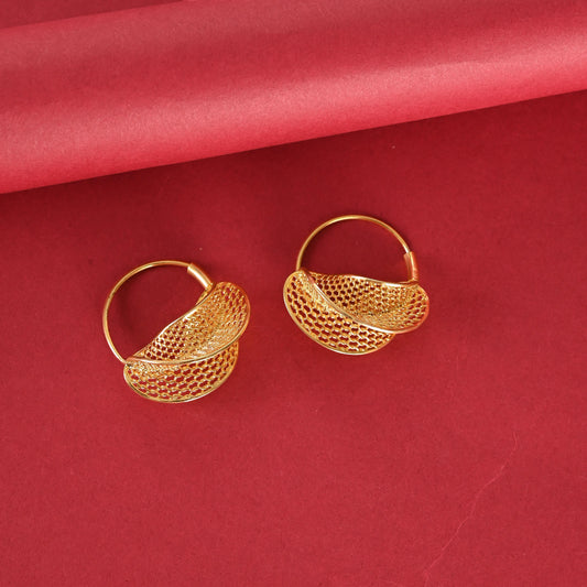 Gold Plated Brass Hoop Earrings Statement Jewelry for women