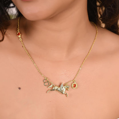 Custom Birthstone Initial Necklace: Personalized Gold Plated Brass Jewelry