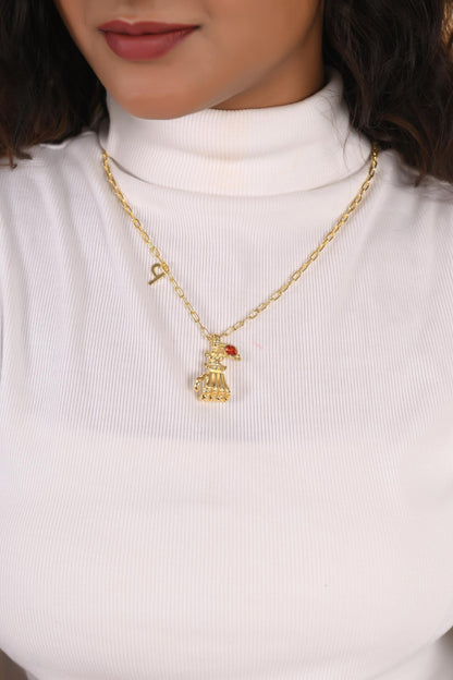 Custom Birthstone Initial Necklace: Personalized Gold Plated Brass Jewelry