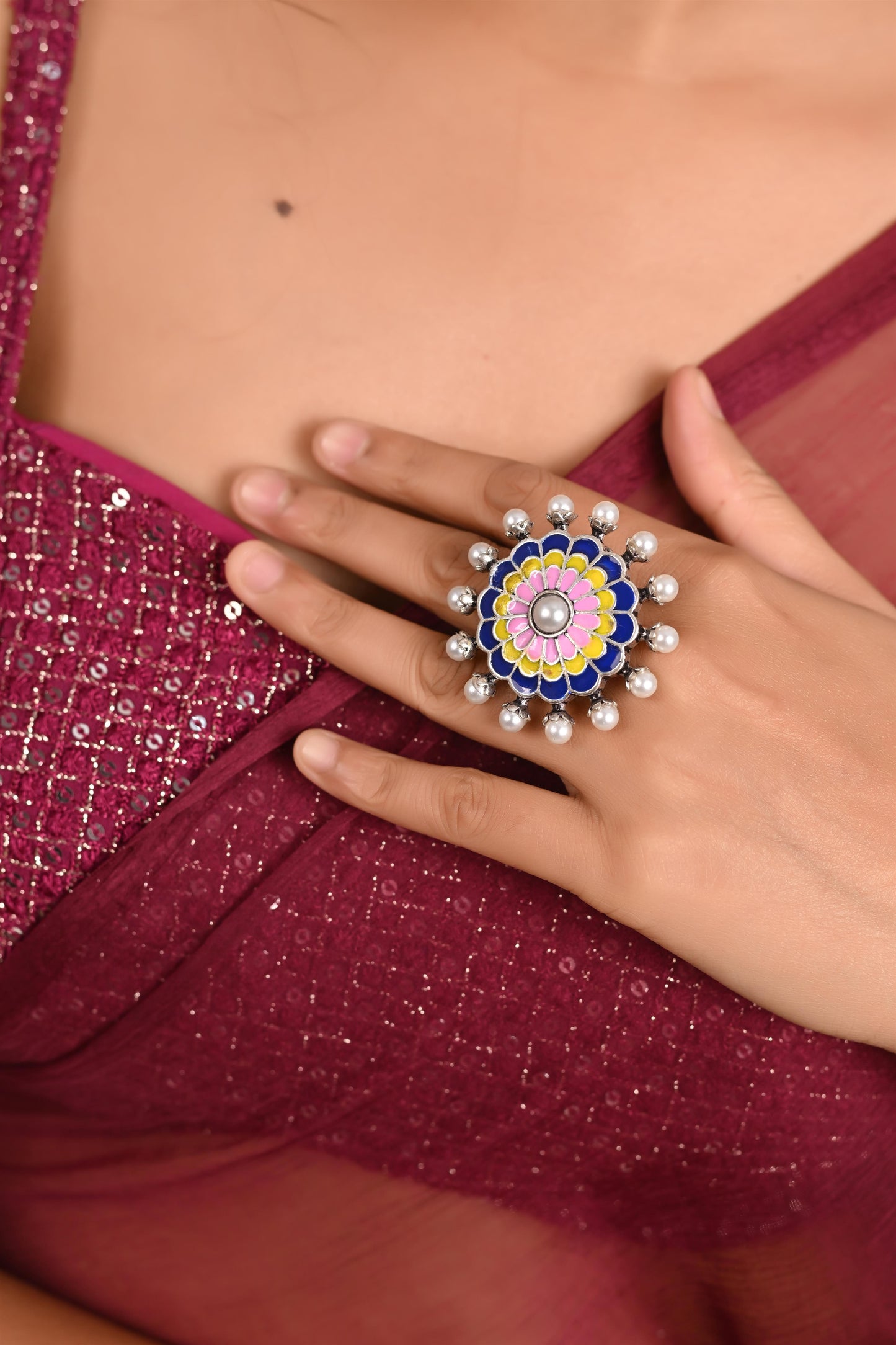 Tanusha Jewels Adjustable Statement Ring for Women and Girls