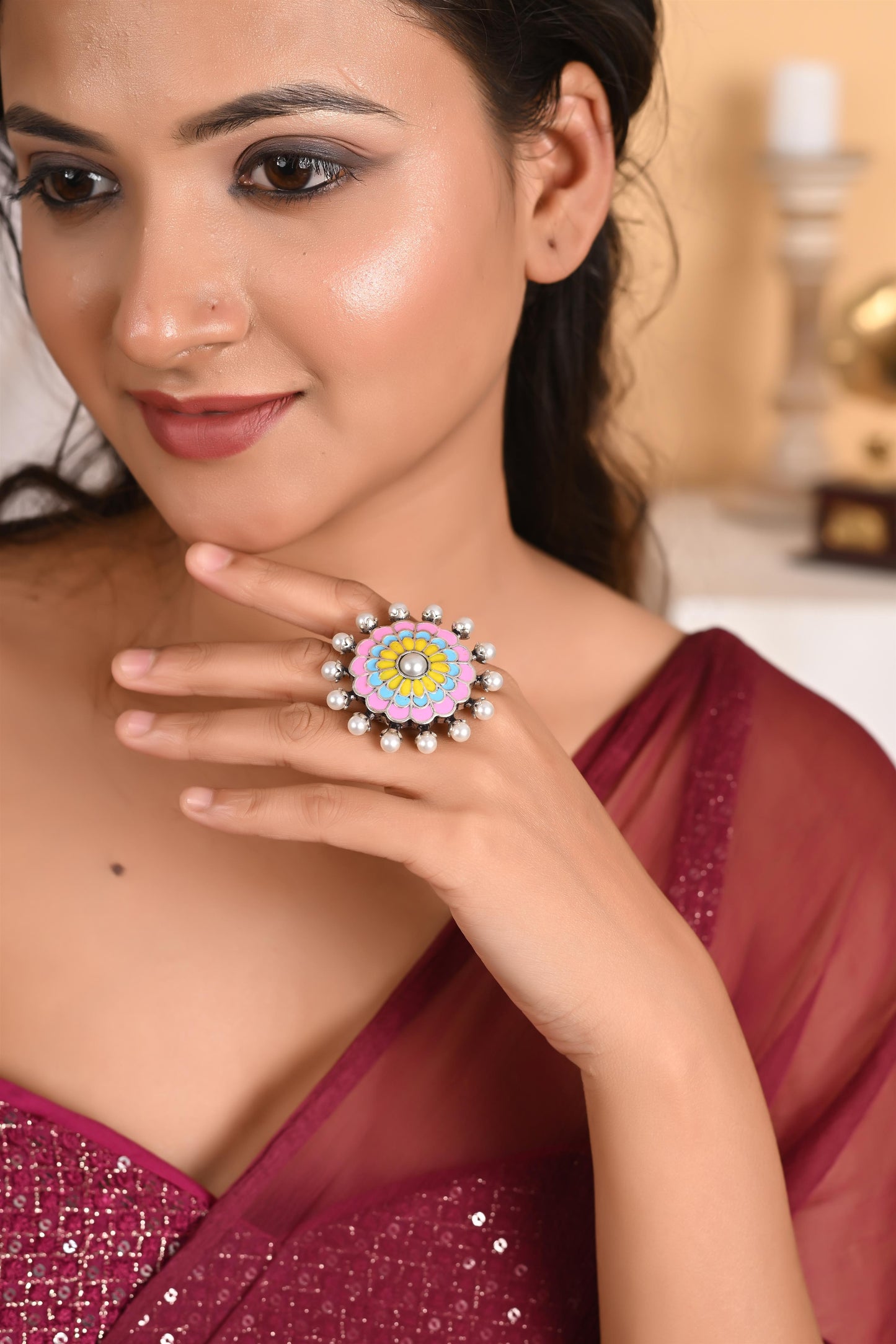 Tanusha Jewels Adjustable Statement Ring for Women and Girls / Pack of 1