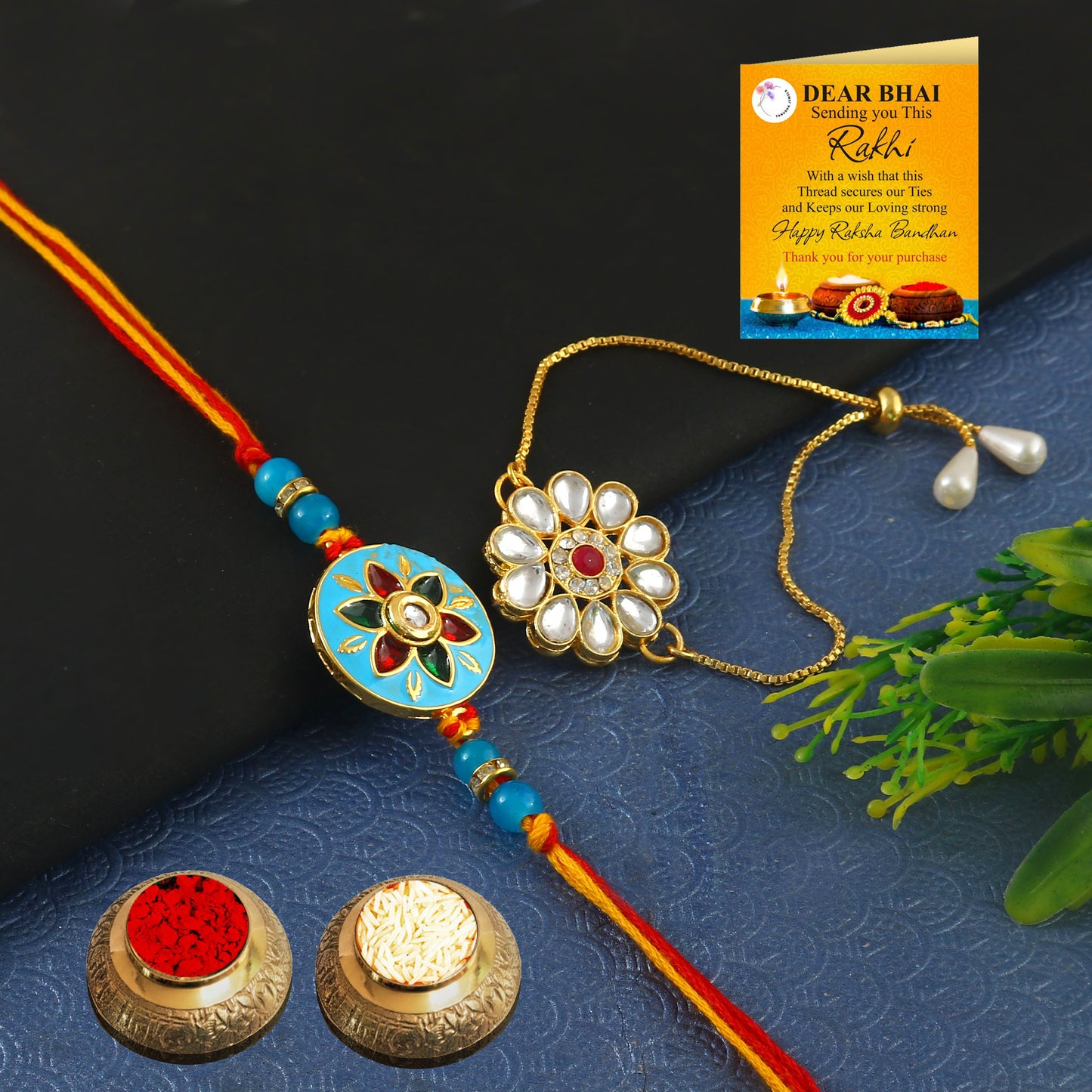 Tanusha Jewels Bhaiya Bhabhi Rakhi Set