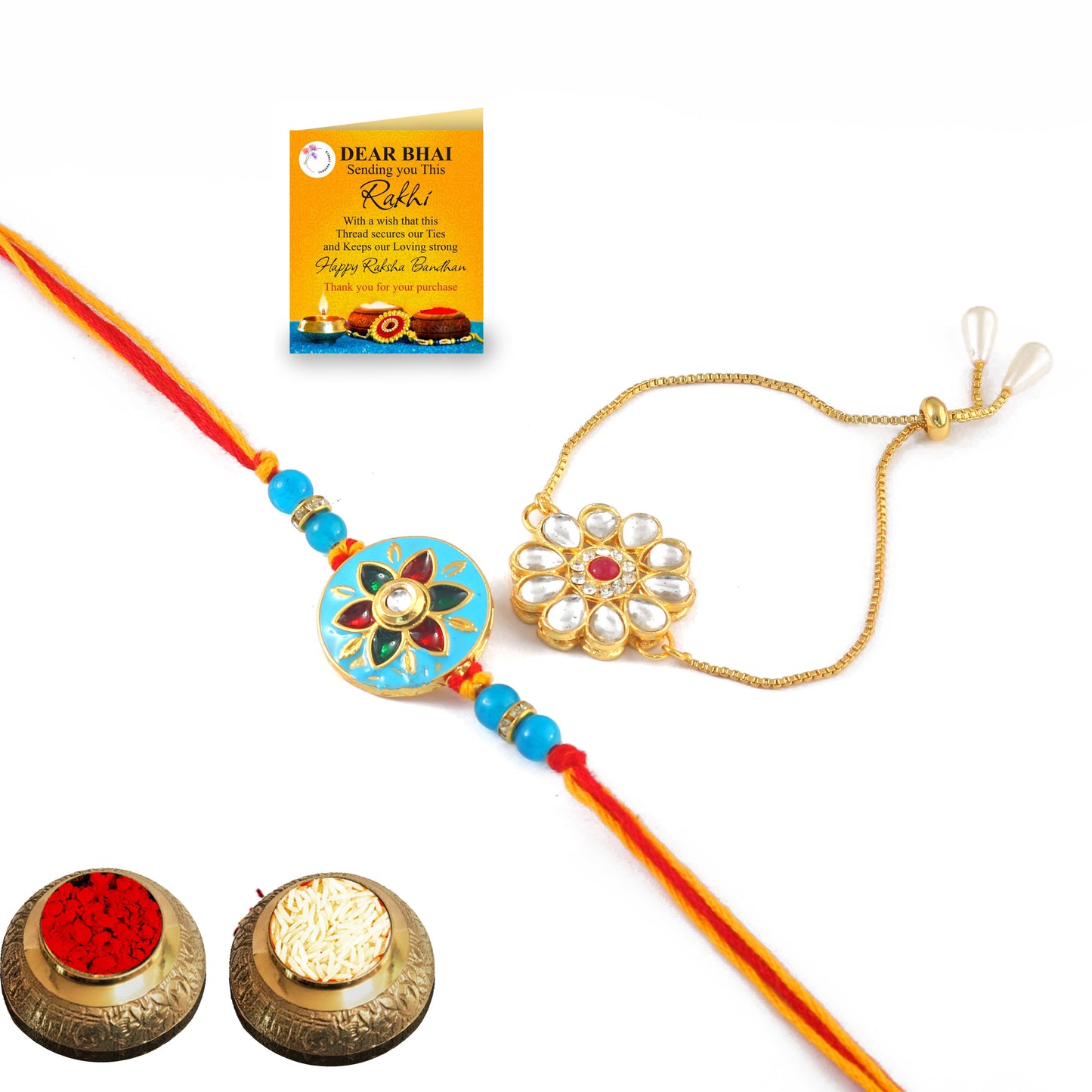 Tanusha Jewels Bhaiya Bhabhi Rakhi Set