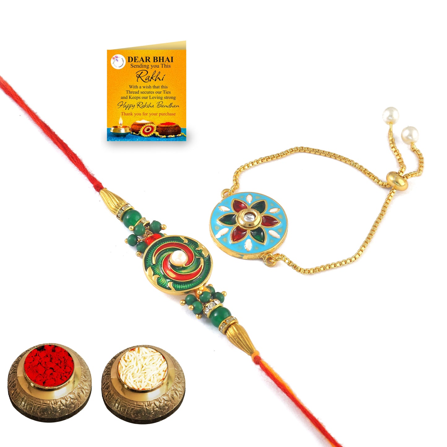 Tanusha Jewels Bhaiya Bhabhi Rakhi Set
