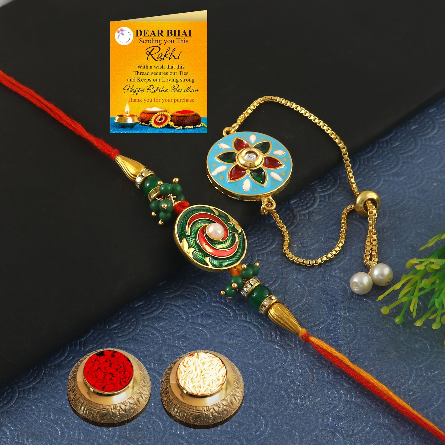 Tanusha Jewels Bhaiya Bhabhi Rakhi Set