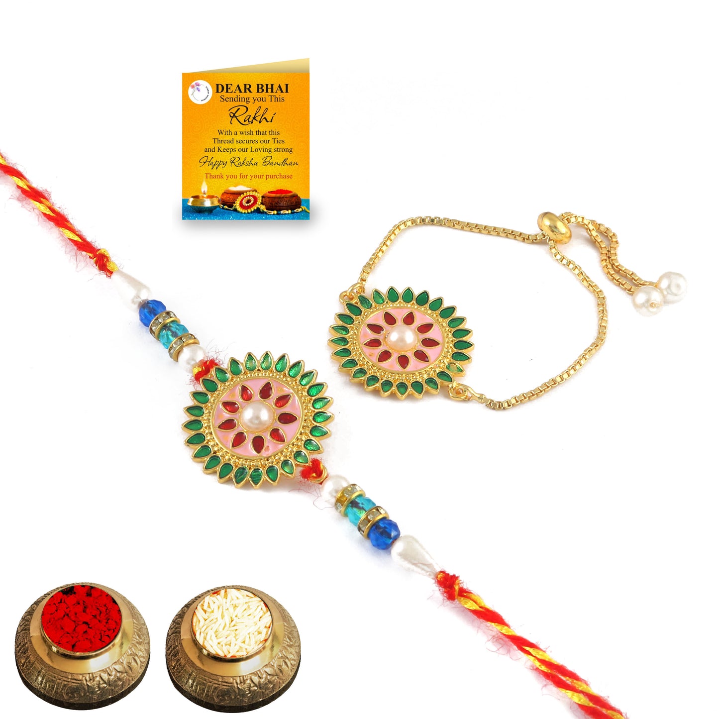 Tanusha Jewels Bhaiya Bhabhi Rakhi Set