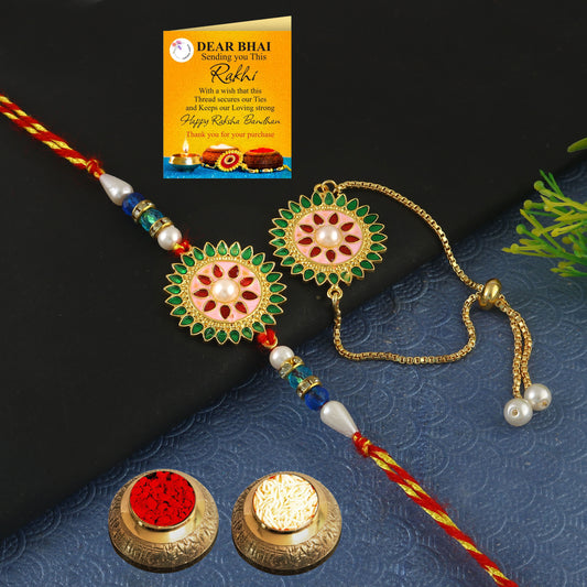 Tanusha Jewels Bhaiya Bhabhi Rakhi Set