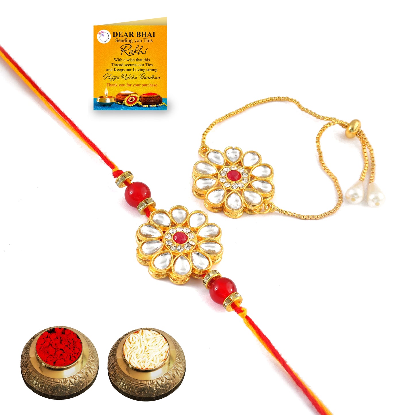 Tanusha Jewels Bhaiya Bhabhi Rakhi Set for Raksha Bandhan