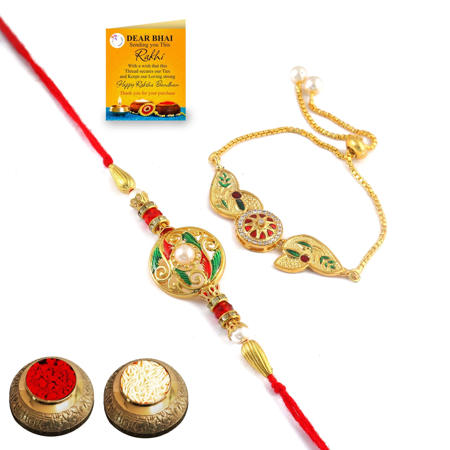 Tanusha Jewels Bhaiya Bhabhi Rakhi Set for Raksha Bandhan
