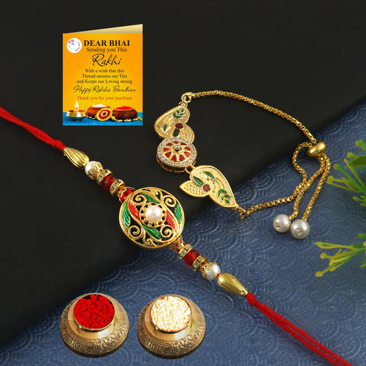 Tanusha Jewels Bhaiya Bhabhi Rakhi Set for Raksha Bandhan