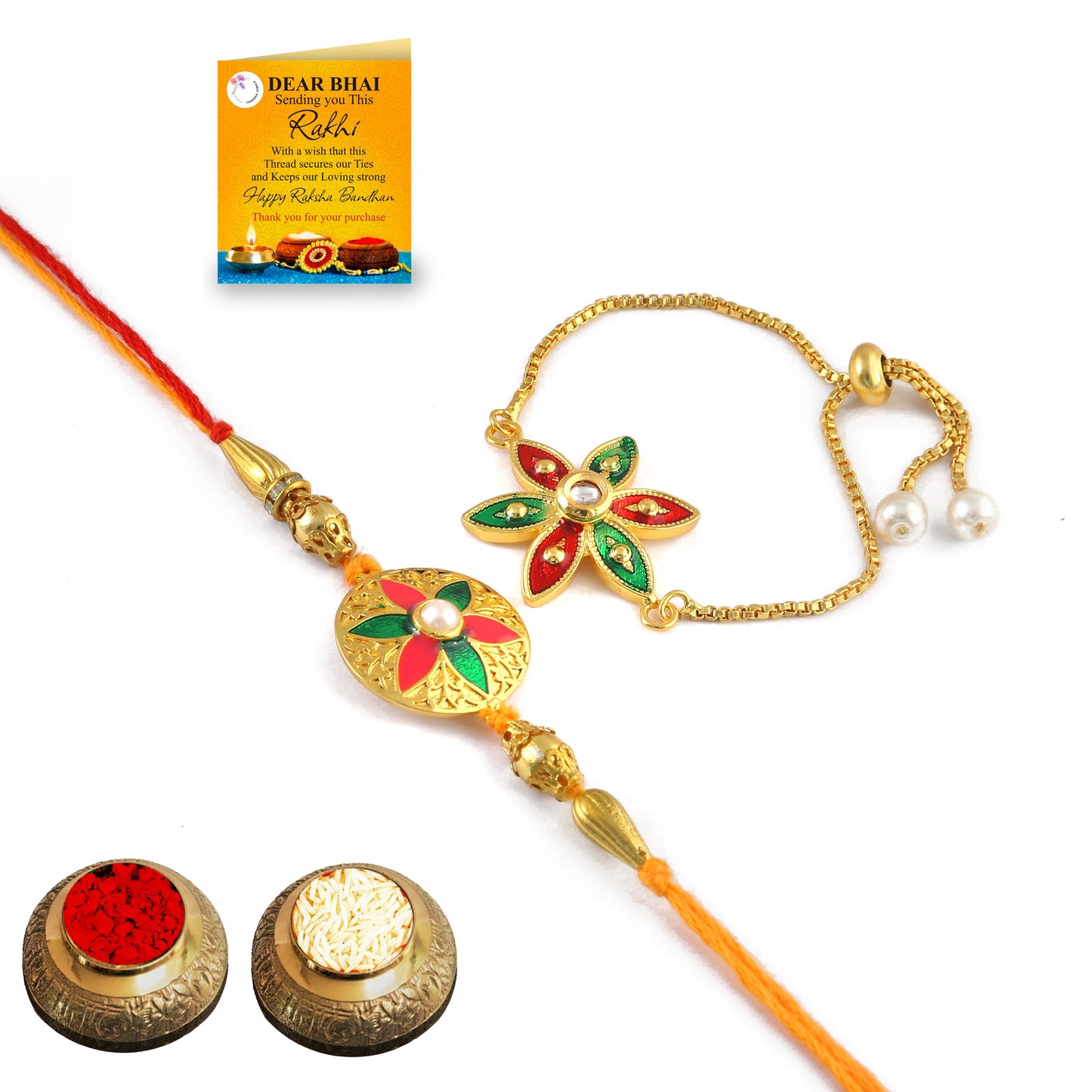 Tanusha Jewels Bhaiya Bhabhi Rakhi Set