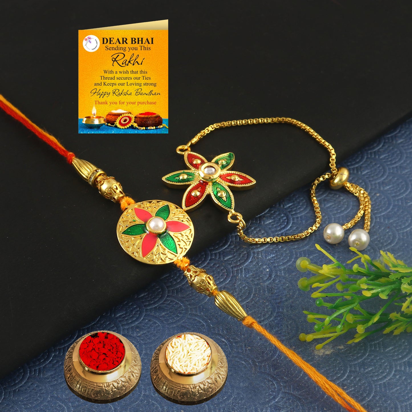 Tanusha Jewels Bhaiya Bhabhi Rakhi Set