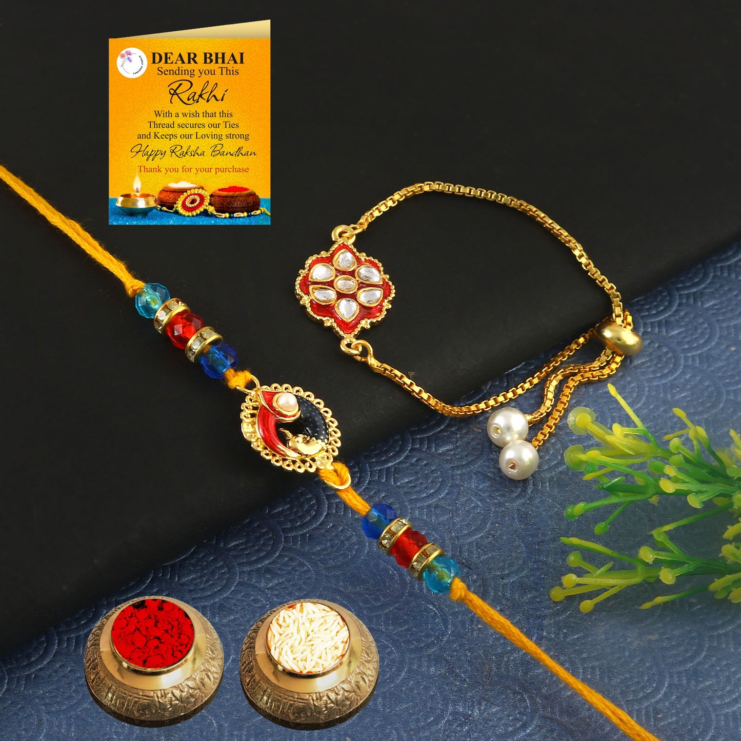 Tanusha Jewels Bhaiya Bhabhi Rakhi Gift Set