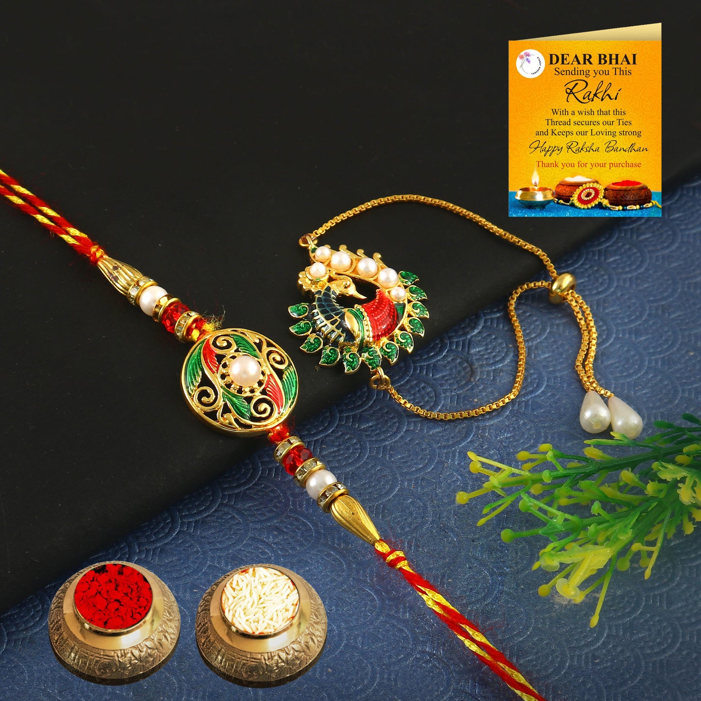 Tanusha Jewels Bhaiya Bhabhi Rakhi Gift Set for Raksha Bandhan